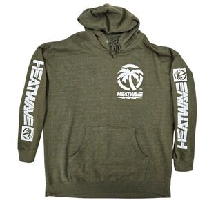 Heatwave Visual Approximate Mens 3XL Hoodie Green Graphic Palm Tree Streetwear